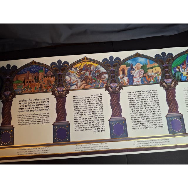 1998 Commemorative Megillah Esther Scroll Tisch Family Judaica Art Purim Signed For Sale - Image 18 of 18
