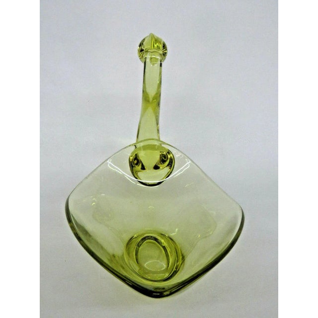 Yellow Art Glass Swan Vintage Candy Dish Bowl For Sale - Image 10 of 11
