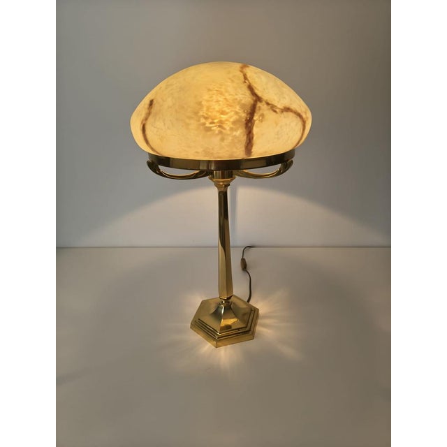 Large Postmodern Brass and Marbled Glass Table Lamp, 1960s For Sale - Image 12 of 18