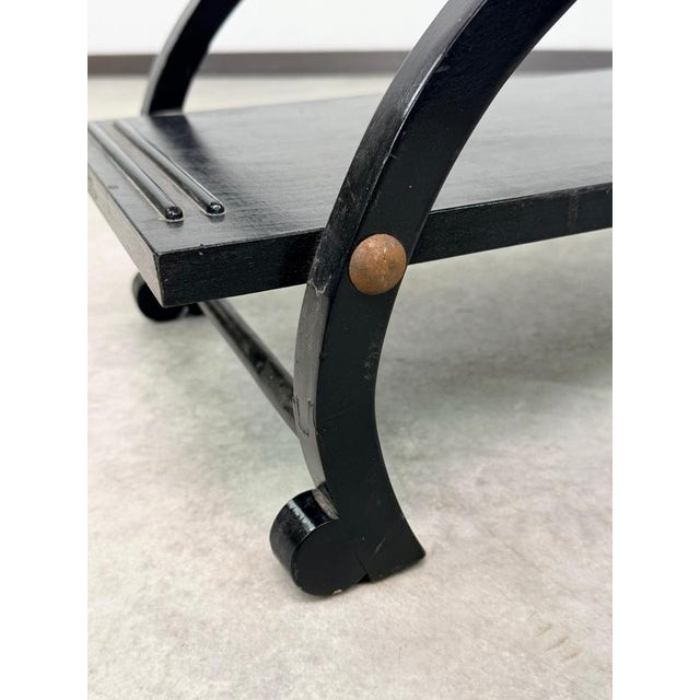 Black Postmodern Arched Centerpiece Shelf in Black Wood, 1940s For Sale - Image 8 of 9