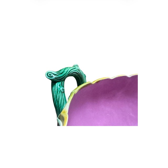 French Vintage Majolica , Scalloped Shape Center Bowl/ Planter. For Sale In Greenville, SC - Image 6 of 9