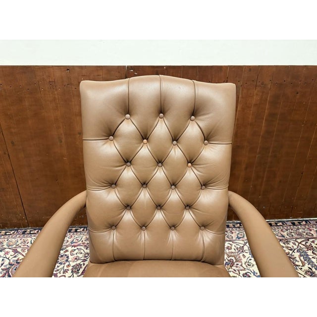English Brown Chesterfield Office Chair For Sale - Image 5 of 8