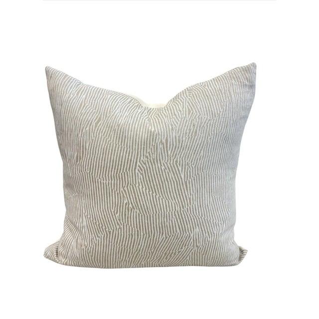 Tan and Cream Avant Pillow 23” X 23” For Sale - Image 4 of 5