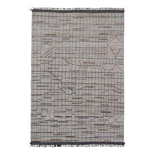 Keivan Woven Arts Large Modern Moroccan Rug in Minimalist Design 9'10 X 14'1 For Sale