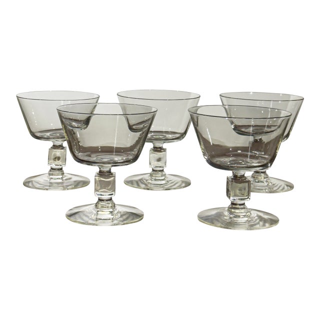 Square Cube Stem Glass Champagne Coupe or Sherbet Glasses For Sale