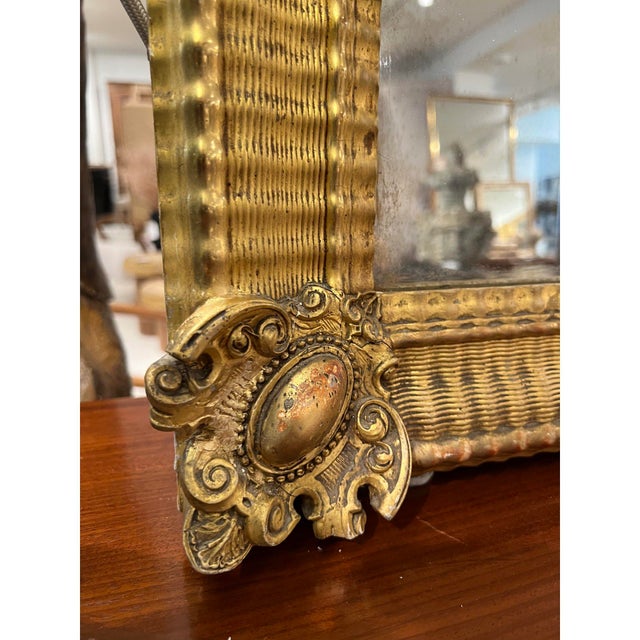 19th Century French Empire Large Ripple Mirror With Medallion Corners For Sale - Image 4 of 5