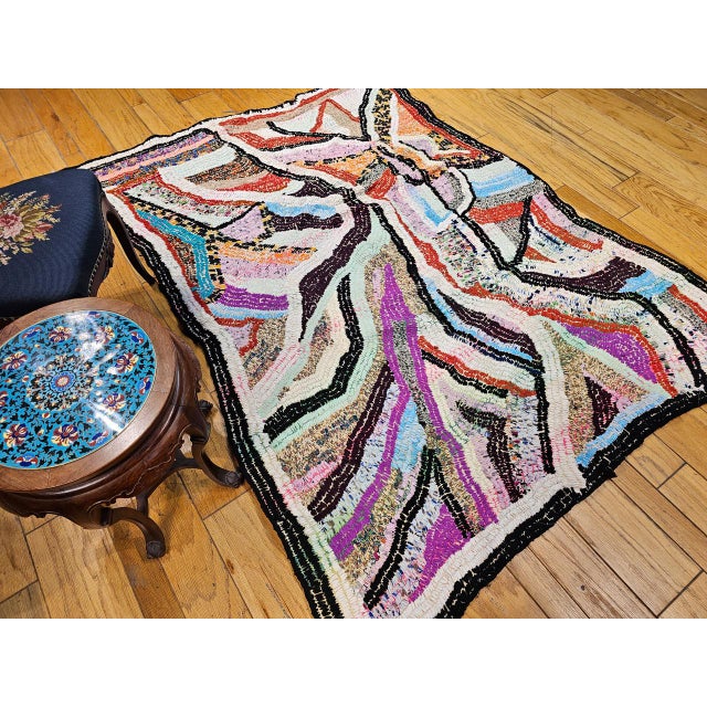 Vintage Moroccan Tapestry Rug, Handwoven, Mid-Century Modern Abstract Design, 6’ X 7’ For Sale - Image 9 of 10