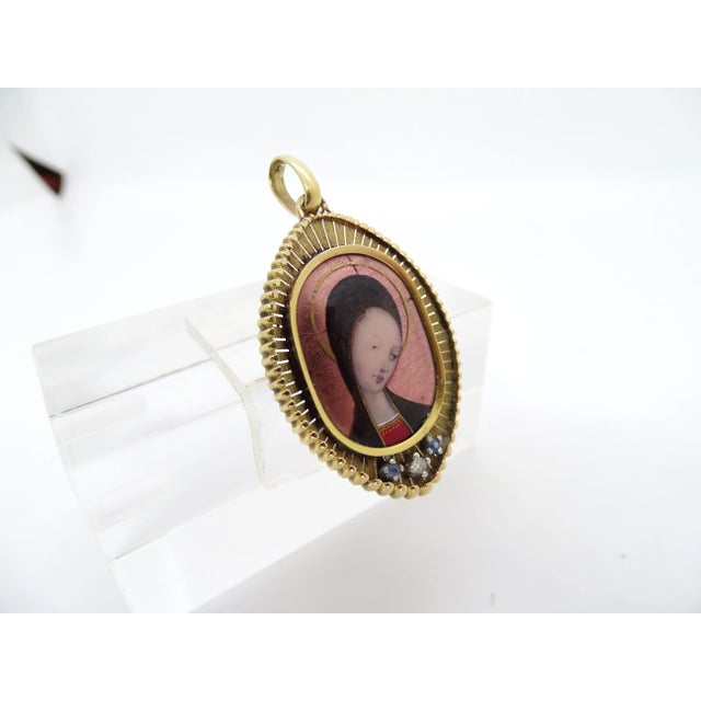 Vintage French 18k Gold and Enamel Pendant, 1900 For Sale - Image 16 of 18
