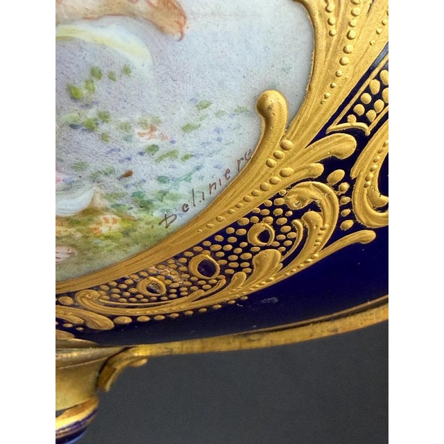 French Cobalt Blue Porcelain Urn Vase by Delinière, 1880-1900 For Sale - Image 9 of 13