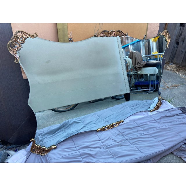 Vintage Mid Century Modern 1940’s Gold Rococo Hollywood Regency Wall Mirror For Sale - Image 9 of 12