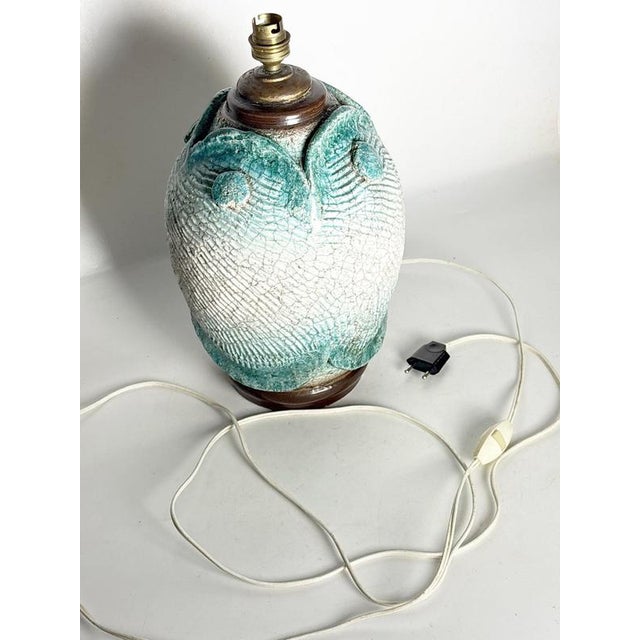 Raku Ceramic Table Lamp with Botanical Decoration, France, 1960s For Sale - Image 10 of 15