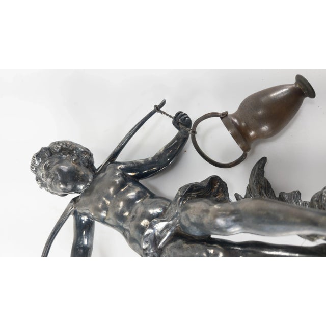 Silvered Metal Figure of a Boy Carrying Water For Sale - Image 10 of 11