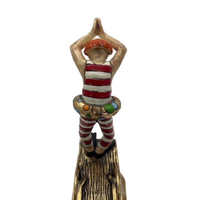 Signed Ronald A. Lee 24k Gold-Plated Clown High Diver Sculpture on Onyx Base, 1983 For Sale - Image 9 of 12