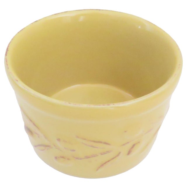 Farmhouse Late 20th Century Portuguese Mustard Hued Individual Glazed Stoneware Ramekins - Set of 6 For Sale - Image 3 of 4