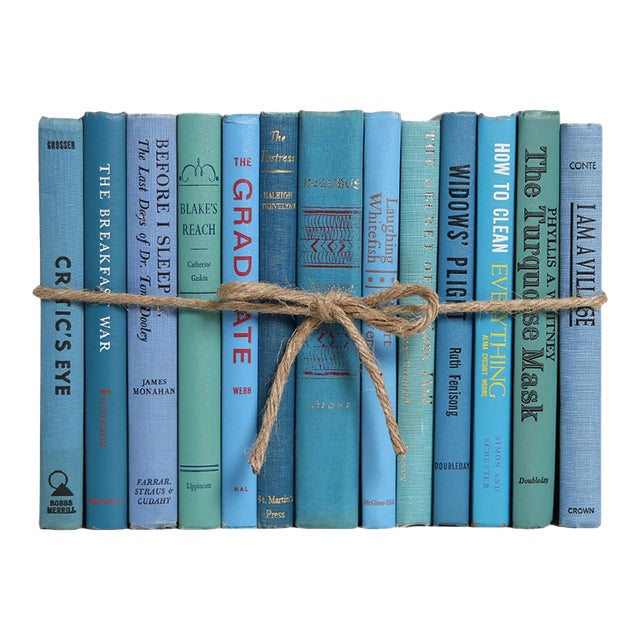 Decorative Books - Vintage Island Books - Blue Books by the Foot For Sale