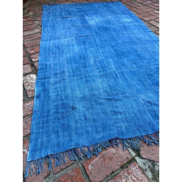 Vintage African Indigo Denim Mossi Mudcloth. Hand woven Malian cotton fabric is traditionally hand-dyed by a tribe in West...