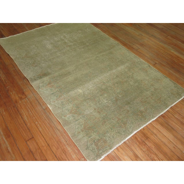 Early 20th Century Zabihi Collection Worn Turkish Accent Rug For Sale - Image 4 of 6