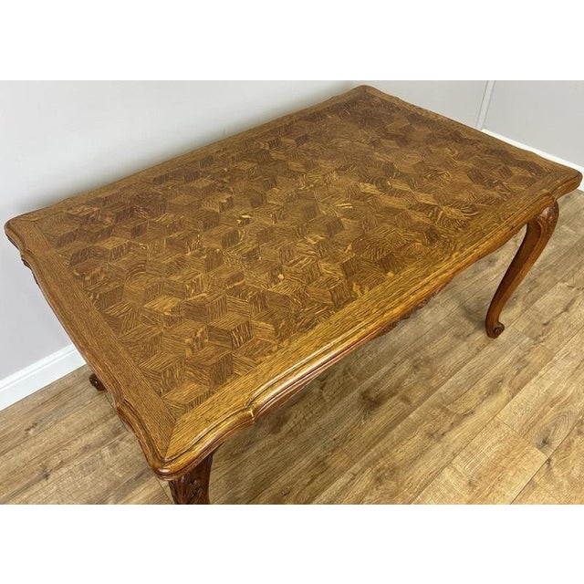 French Louis XVI Extendable Dining Table in Carved Oak For Sale - Image 10 of 17