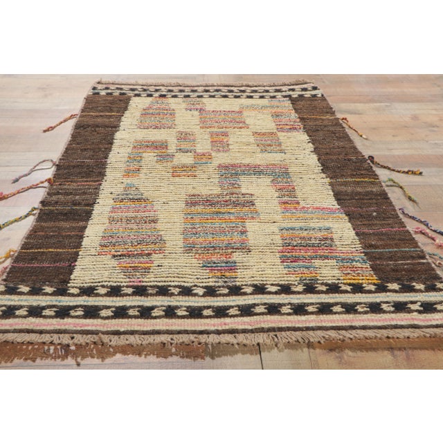 Tan Moroccan Rug With Short Pile - 03'02 X 05'04 For Sale - Image 8 of 10