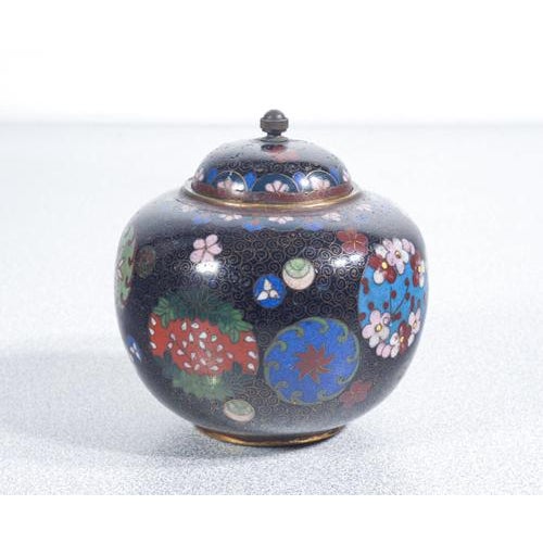 Cloisonné Teapot and Sugar Bowl with Floral Decor, Set of 2 For Sale - Image 10 of 18