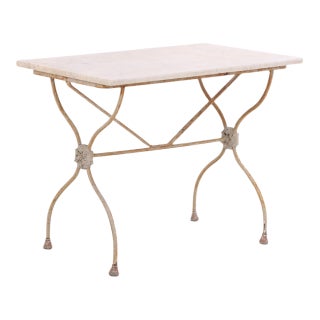 French Iron Marble Top Bistro Table, Circa 1920 For Sale