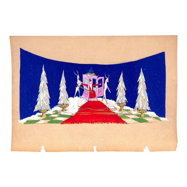 1950s Lanvin of Paris Original Advertising Watercolor Christmas Artwork For Sale