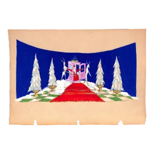1950s Lanvin of Paris Original Advertising Watercolor Christmas Artwork