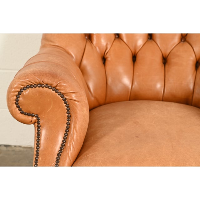 Brown Baker Furniture Stately Homes Collection Late Victorian Tufted Leather Club Chair For Sale - Image 8 of 15