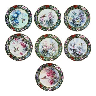 1990s Lena Liu's Hummingbird Treasury Collection Decorative Plates - Set of 7 For Sale
