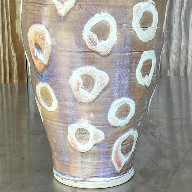 Vintage Boho Signed Studio Pottery Vase For Sale - Image 10 of 15