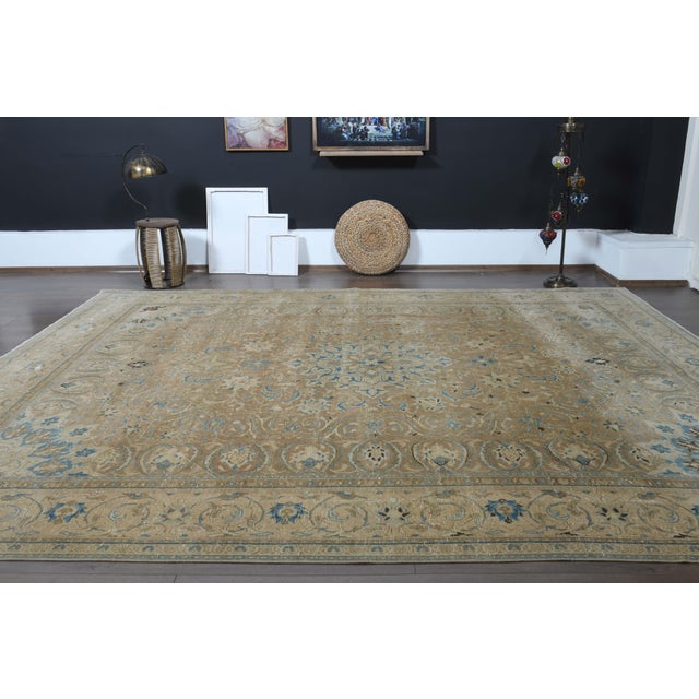 1970s Vintage Persian Handmade Wool Cotton Brown Area Rug For Sale - Image 10 of 10