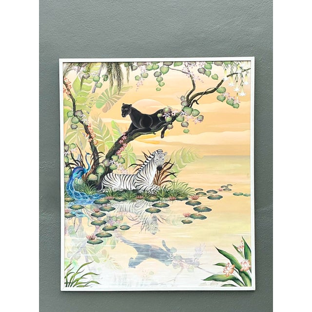 This monumental original oil painting, dated 1999, is a captivating celebration of the exotic, echoing the lush and...