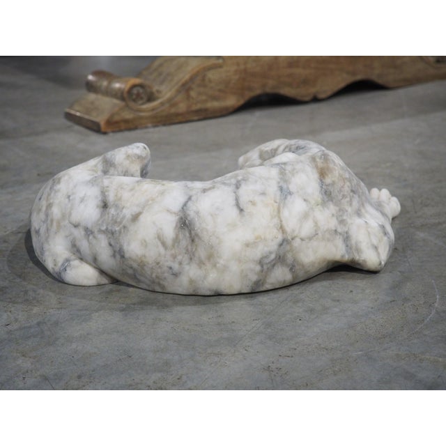 Italian Volterra Alabaster Sleeping Hound Sculpture – Bardiglio Grey, 20th C. For Sale - Image 14 of 14