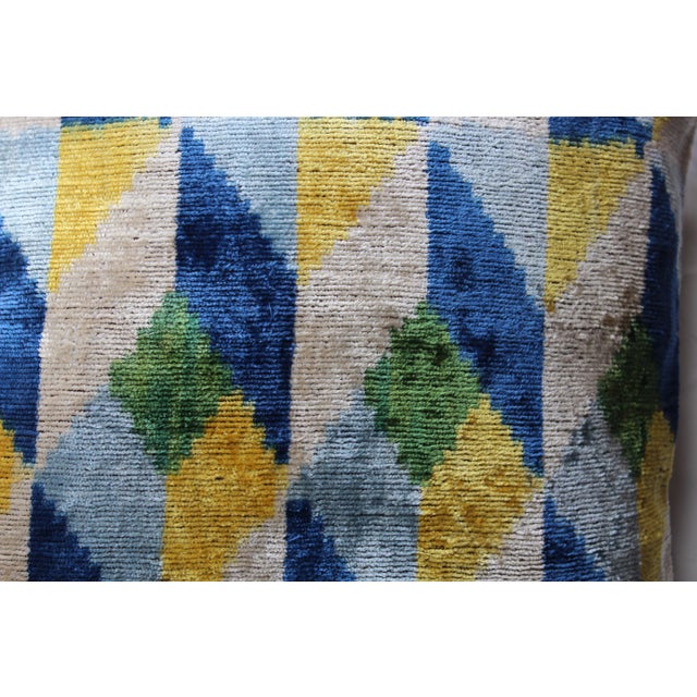 Contemporary Velvet Ikat Bohemian Throw Pillow For Sale - Image 4 of 7
