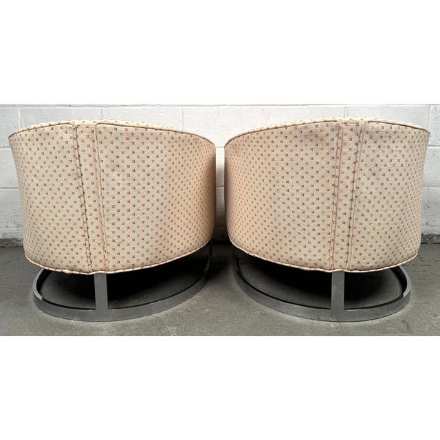 Textile Mid 20th Century Pair of Chrome Strap Barrel Lounge Chairs Attributed to Finn Andersen for Selig For Sale - Image 7 of 16