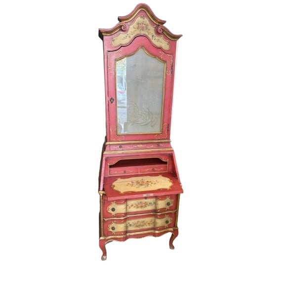 Italian Hand Painted Venetian Style Secretary Desk For Sale