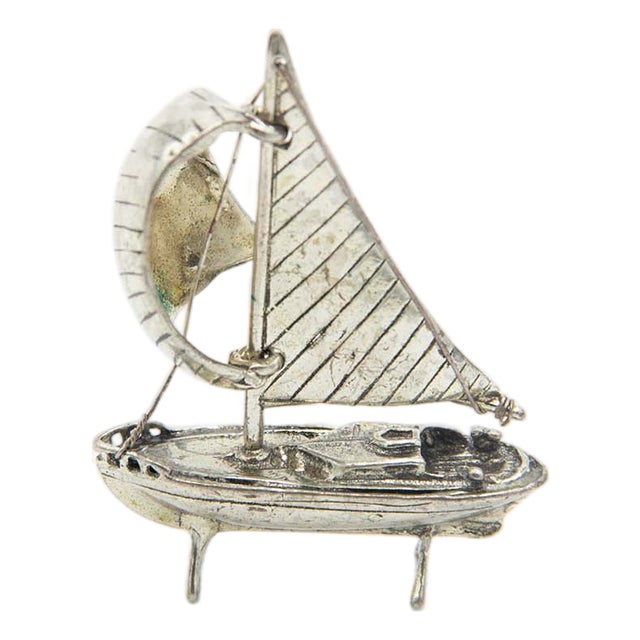 Silver Sailing Boat Miniature For Sale