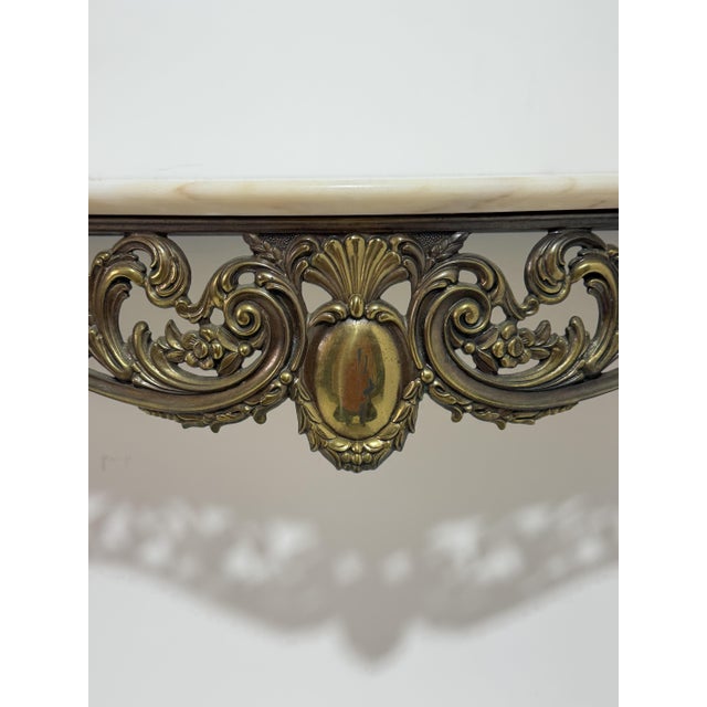 Mid-Century Modern Italian Console Table in Brass and Marble Top, 1950 For Sale - Image 3 of 12