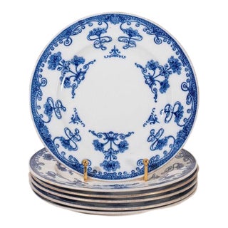 Set of 7 | Antique Burley & Co. Chicago X Copeland Plates in ‘Verbena’ Pattern (C. 1883) For Sale