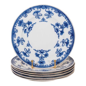 Set of 7 | Antique Burley & Co. Chicago X Copeland Plates in ‘Verbena’ Pattern (C. 1883)