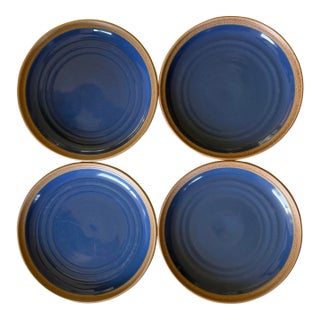 Set of 4 Vintage Noritake Stoneware in Madera Blue Pattern For Sale