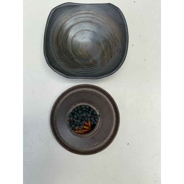 Vintage Original Studio Pottery Match Strike Set For Sale - Image 10 of 12