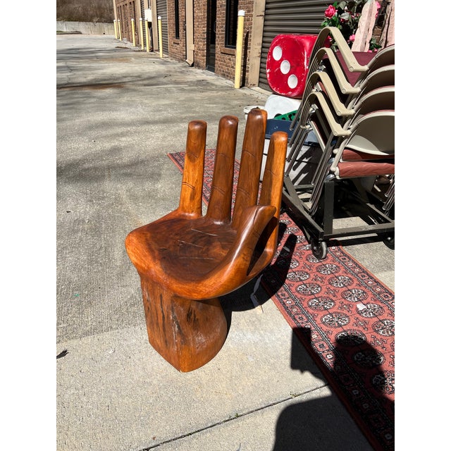 1970s Brown Wooden Hand Chair | Chairish