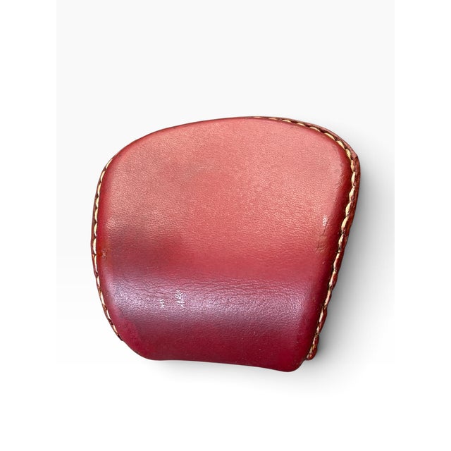 Maroon Vintage Stitched Leather Coat Rack by Jacques Adnet, 1950s, Set of 2 For Sale - Image 8 of 9