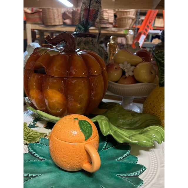 1970s Ceramic Serving Pumpkin Bowl With Matching Lid For Sale In Atlanta - Image 6 of 8