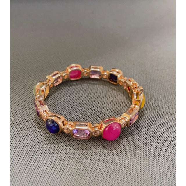 Bochic “Capri” Vintage Ruby, Amethyst & Sapphire Bangle - 18K Gold & silver For Sale - Image 10 of 18