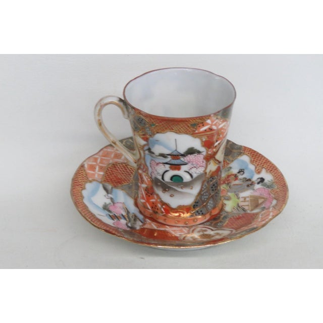 Tame and Nakamura Japan 2pc Set Chocolate Cup and Saucer Pair Hand Painted For Sale - Image 11 of 11