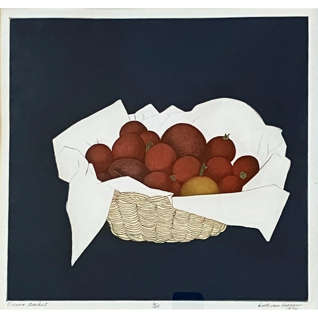 1974 Beth Van Hoesen Realist Still Life Color Etching, "Fresno Basket" For Sale In San Francisco - Image 6 of 6