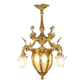 Custom French Louis XVI Gold Bronze Crystal Chandelier - 1 Pc For Sale