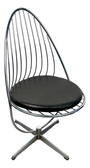 Mid-Century Modern Swedish Swivel Egg Chair in Chrome by Arne Dahlén